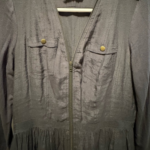 Anthropologie Parameter D’arnee Dress with Zip front Charcoal Long Sleeve 2 - Picture 3 of 4